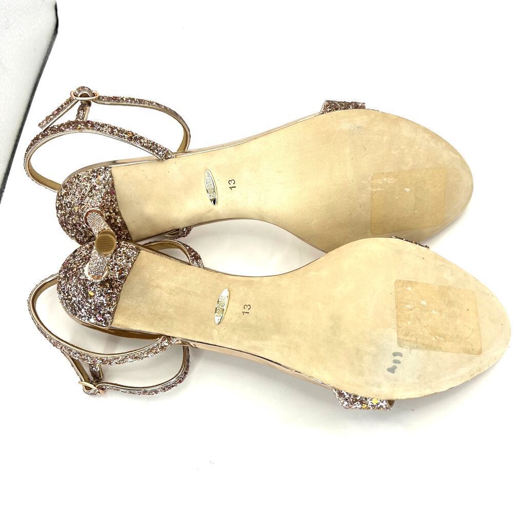 Badgley Mischka Olympia High Heel Glitter Sandals Rose Gold Women's 13 - Picture 10 of 11